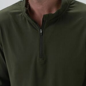 BURLEBO Performance Quarter Zip Olive XL